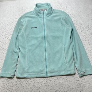 Columbia Women's Large Full Zip Fleece Mock Neck Light Blue Sweatshirt